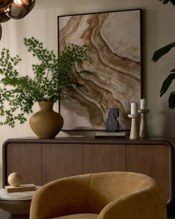 Sunpan Amal Spherical Concrete Vase Sculptural Earthy Decor for Shelves and Consoles 113102