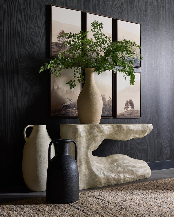 Sunpan Athena Tall Concrete Floor Vase Earthy Industrial Organic Modern Shelf Decor Accent 113103