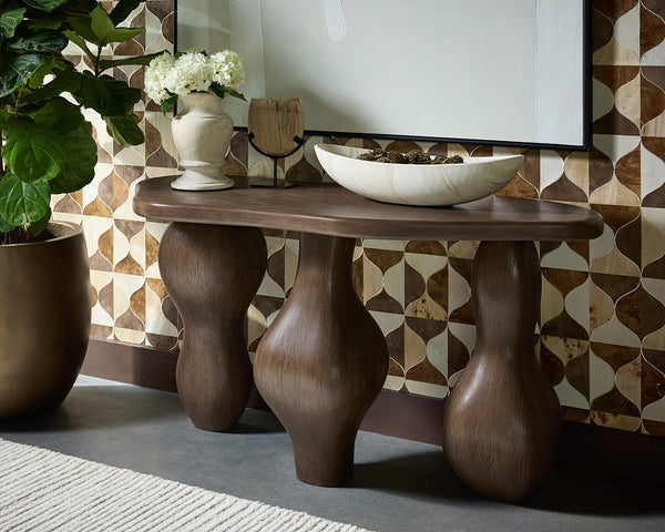 Sunpan Ark Concrete Decorative Bowl with Faux Marble Veining for Dining Table or Console Taupe 113118