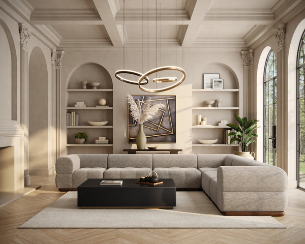Sunpan Ark Concrete Decorative Bowl with Faux Marble Veining for Dining Table or Console Taupe 113118