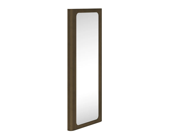 Sunpan Ilya Full Length Floor Mirror with Powder Coated Bronze Rounded Frame for Modern Interiors 113125