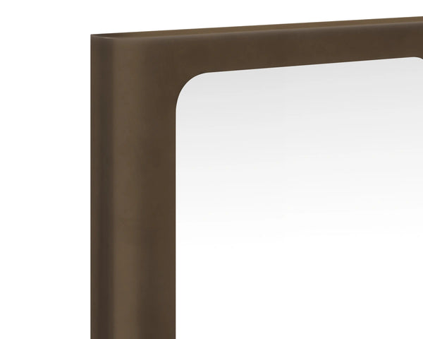 Sunpan Ilya Full Length Floor Mirror with Powder Coated Bronze Rounded Frame for Modern Interiors 113125
