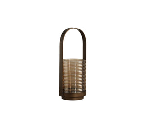 Sunpan Matara Ribbed Smoked Glass Hurricane Lanterns Artisan Set for Mantel or Dining Table 113127