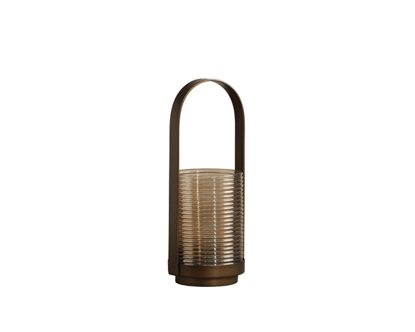 Sunpan Matara Ribbed Smoked Glass Hurricane Lanterns Artisan Set for Mantel or Dining Table 113127