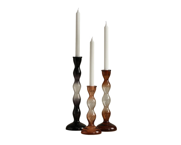 Sunpan Ladies Ombre Glass Candle Holders Artisan Crafted Sculptural Set for Mantel Decor 113129