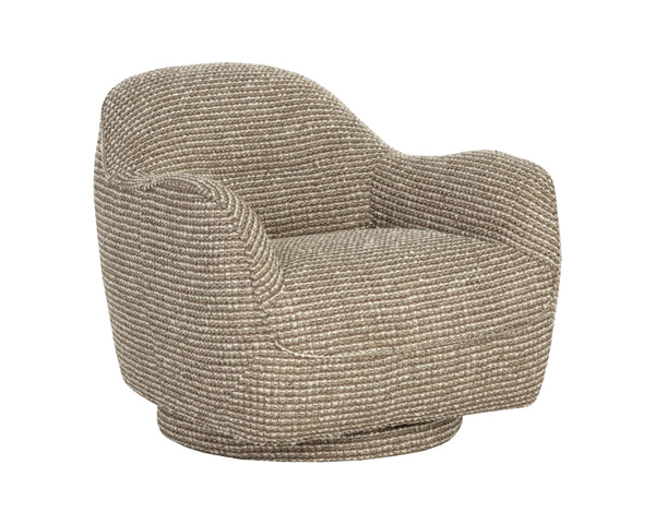 Sunpan Tesoro Italian Crafted Swivel Lounge Chair Rounded Upholstered Living Room Accent 113131