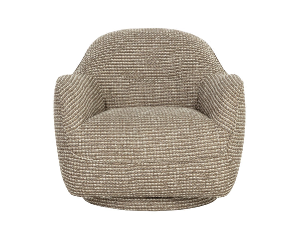 Sunpan Tesoro Italian Crafted Swivel Lounge Chair Rounded Upholstered Living Room Accent 113131