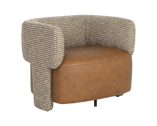 Sunpan Coppola Italian Lounge Chair Full Grain Leather Tripod Base Mid-Century Modern Accent 113139