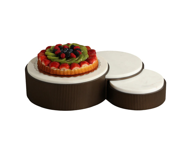 Sunpan Montecito Marble and Iron Tiered Platter Set of 3 for Charcuterie or Vignette Display 113145