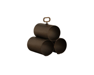 Sunpan Mendocino Handcrafted Iron Wine Rack with Fluted Sleeves and Portable Top Handle 3 Bottle 113149