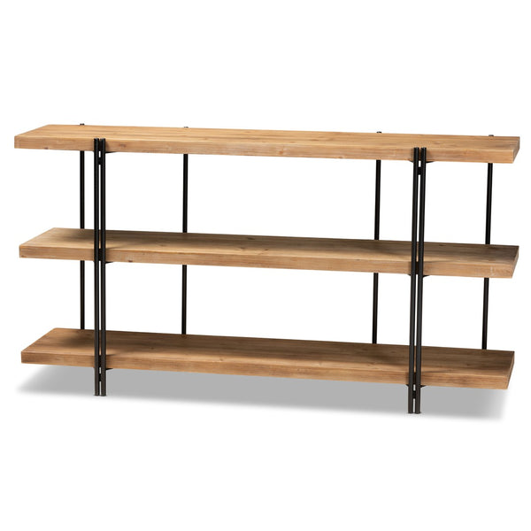 Baxton Studio Baxton Studio Tarah Console Table – Modern Rustic Wood & Black Metal, 3-Shelf Design for Stylish Storage JY20A163-Natural/Black-Console