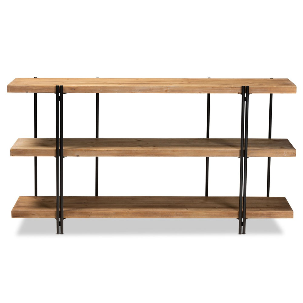 Baxton Studio Baxton Studio Tarah Console Table – Modern Rustic Wood & Black Metal, 3-Shelf Design for Stylish Storage JY20A163-Natural/Black-Console