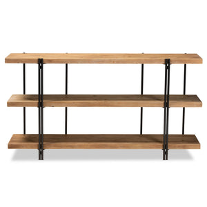 Baxton Studio Baxton Studio Tarah Console Table – Modern Rustic Wood & Black Metal, 3-Shelf Design for Stylish Storage JY20A163-Natural/Black-Console