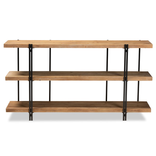 Baxton Studio Baxton Studio Tarah Console Table – Modern Rustic Wood & Black Metal, 3-Shelf Design for Stylish Storage JY20A163-Natural/Black-Console