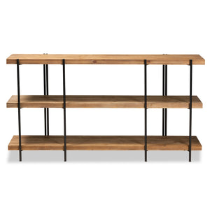 Baxton Studio Baxton Studio Tarah Console Table – Modern Rustic Wood & Black Metal, 3-Shelf Design for Stylish Storage JY20A163-Natural/Black-Console