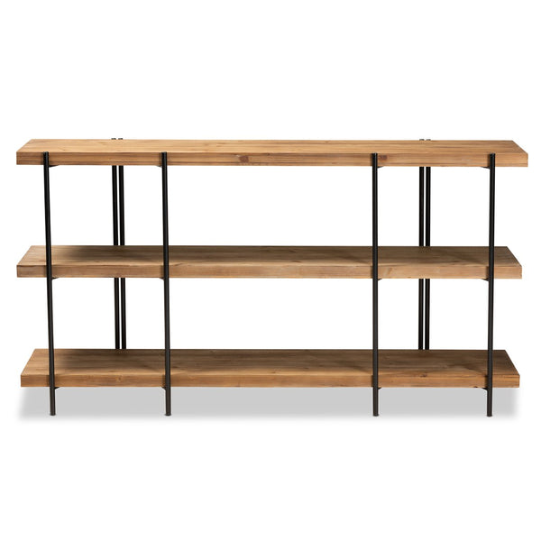 Baxton Studio Baxton Studio Tarah Console Table – Modern Rustic Wood & Black Metal, 3-Shelf Design for Stylish Storage JY20A163-Natural/Black-Console