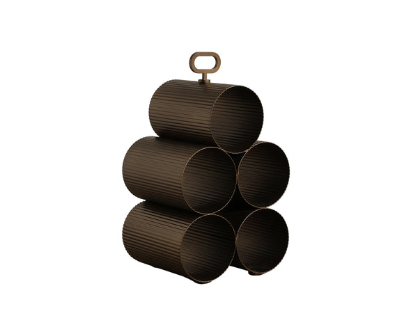 Sunpan Mendocino Handcrafted Iron Wine Rack with Fluted Sleeves and Portable Top Handle 5 Bottle 113150