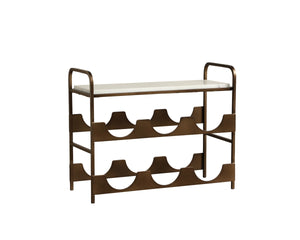 Sunpan Rhone 6 Bottle Marble Top Iron Wine Rack Artisan Display for Bar or Kitchen 113152