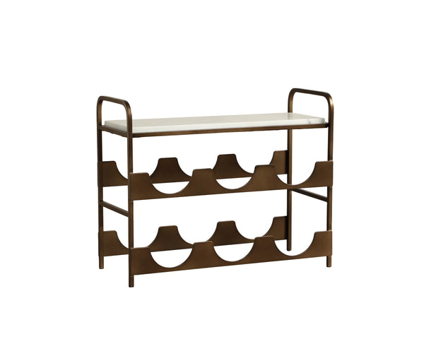 Sunpan Rhone 6 Bottle Marble Top Iron Wine Rack Artisan Display for Bar or Kitchen 113152