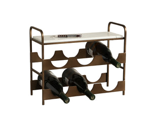 Sunpan Rhone 6 Bottle Marble Top Iron Wine Rack Artisan Display for Bar or Kitchen 113152