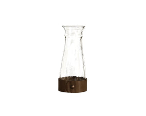 Sunpan Lara Handblown Glass Decanter with Fluted Iron Collar Artisan Crafted Bar Cart Accent 113155