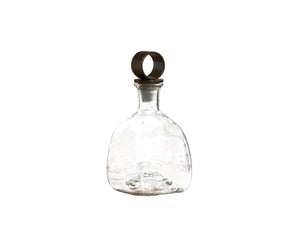 Sunpan Plato Hammered Glass Decanter with Iron Stopper Artisan Barware for Stylish Displays 113156