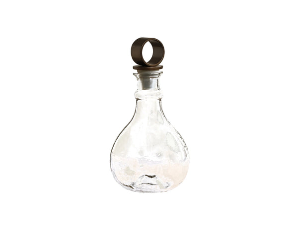 Sunpan Juno Hammered Glass Decanter with Iron Stopper Artisan Barware for Fine Spirits 113157