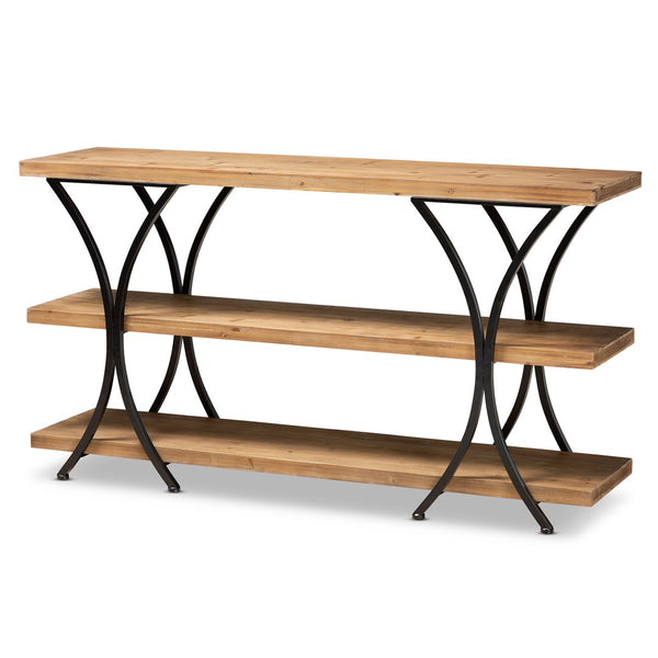 Baxton Studio Baxton Studio Terrell Modern Rustic Industrial Console Table - Stylish Storage for Any Space JY20A165-Natural/Black-Console