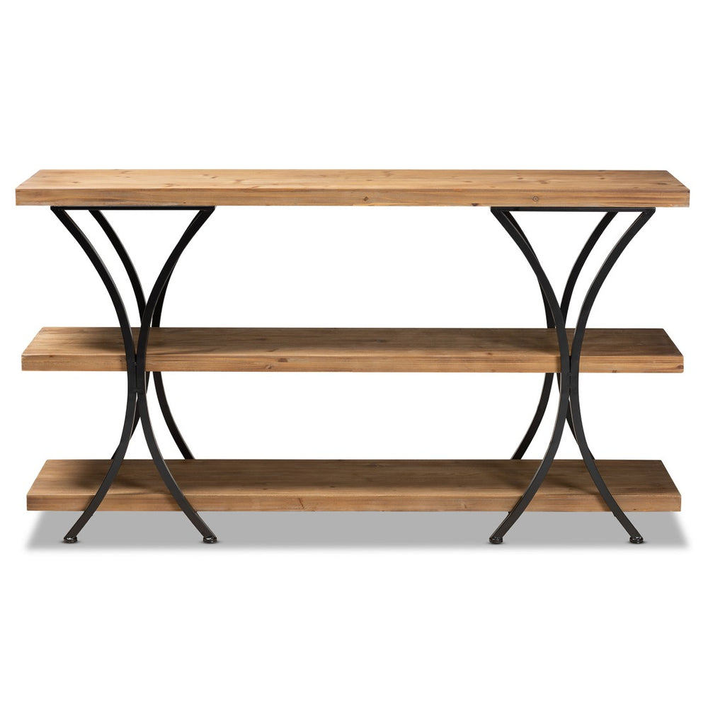 Baxton Studio Baxton Studio Terrell Modern Rustic Industrial Console Table - Stylish Storage for Any Space JY20A165-Natural/Black-Console
