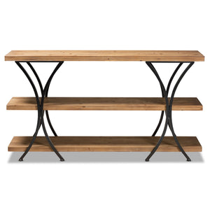 Baxton Studio Baxton Studio Terrell Modern Rustic Industrial Console Table - Stylish Storage for Any Space JY20A165-Natural/Black-Console