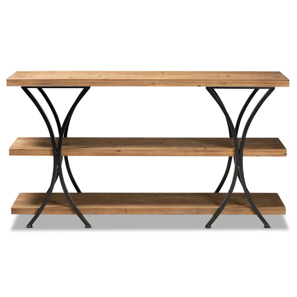 Baxton Studio Baxton Studio Terrell Modern Rustic Industrial Console Table - Stylish Storage for Any Space JY20A165-Natural/Black-Console