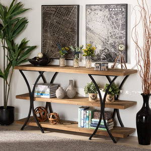 Baxton Studio Baxton Studio Terrell Modern Rustic Industrial Console Table - Stylish Storage for Any Space JY20A165-Natural/Black-Console