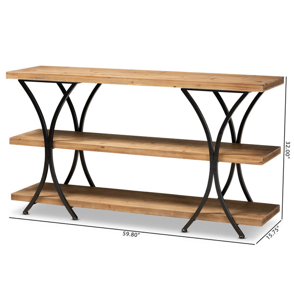 Baxton Studio Baxton Studio Terrell Modern Rustic Industrial Console Table - Stylish Storage for Any Space JY20A165-Natural/Black-Console