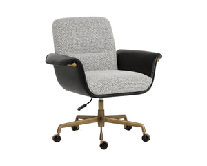 Sunpan Lomax Office Chair Textured Check Fabric Seat with Faux Leather Arms Bronze Base 113170
