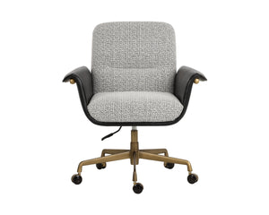 Sunpan Lomax Office Chair Textured Check Fabric Seat with Faux Leather Arms Bronze Base 113170