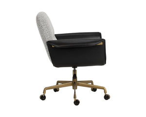 Sunpan Lomax Office Chair Textured Check Fabric Seat with Faux Leather Arms Bronze Base 113170