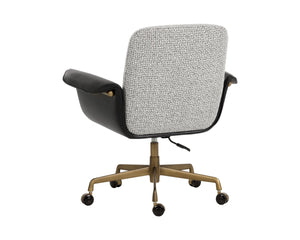 Sunpan Lomax Office Chair Textured Check Fabric Seat with Faux Leather Arms Bronze Base 113170