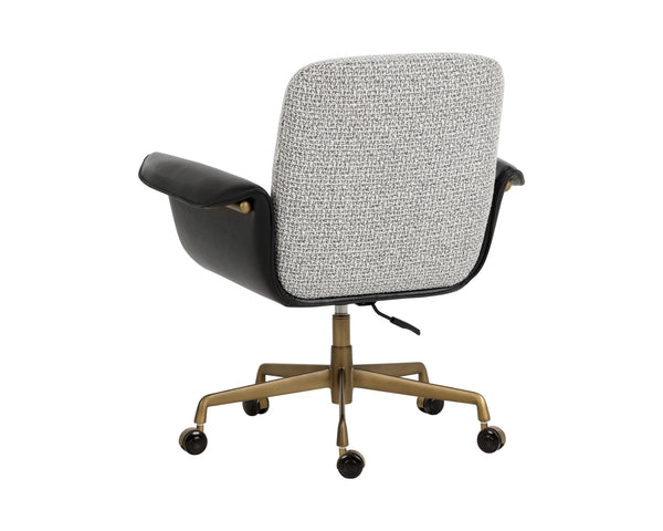Sunpan Lomax Office Chair Textured Check Fabric Seat with Faux Leather Arms Bronze Base 113170