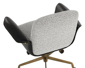 Sunpan Lomax Office Chair Textured Check Fabric Seat with Faux Leather Arms Bronze Base 113170