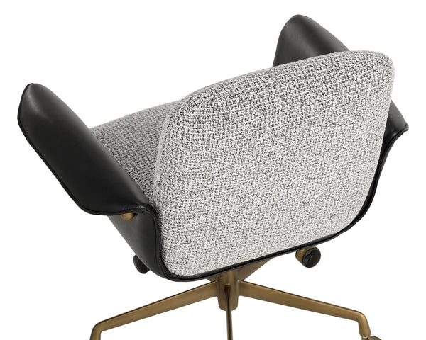 Sunpan Lomax Office Chair Textured Check Fabric Seat with Faux Leather Arms Bronze Base 113170