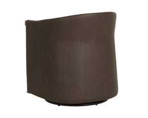 Sunpan Leontine Barrel Back Swivel Lounge Chair Faux Leather with Steel Arms Modern 113171