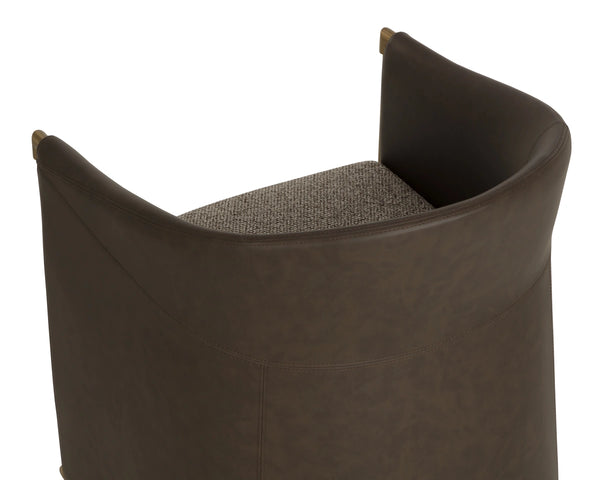 Sunpan Leontine Barrel Back Swivel Lounge Chair Faux Leather with Steel Arms Modern 113171