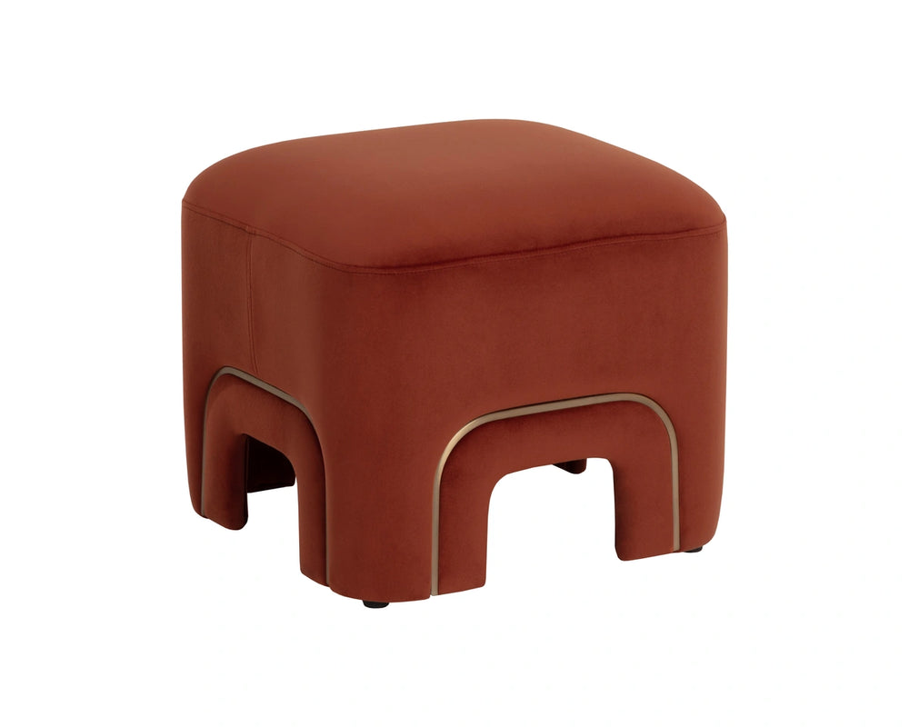Sunpan Barnum Velvet Accent Stool with Metal Inlay Base Sculptural Curved Design for Any Room 113173