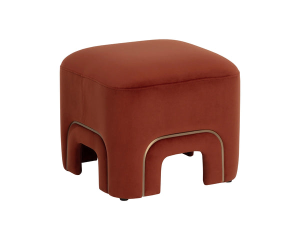 Sunpan Barnum Velvet Accent Stool with Metal Inlay Base Sculptural Curved Design for Any Room 113173