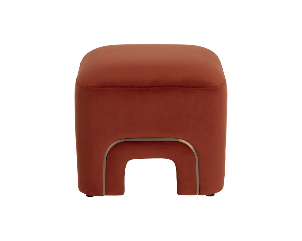 Sunpan Barnum Velvet Accent Stool with Metal Inlay Base Sculptural Curved Design for Any Room 113173