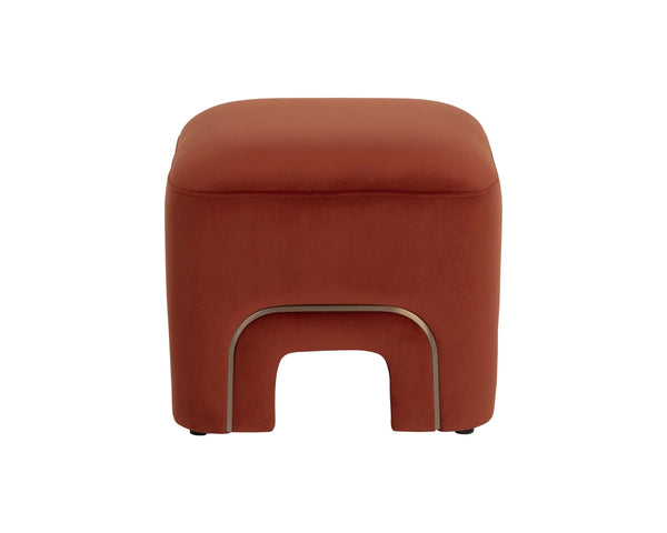 Sunpan Barnum Velvet Accent Stool with Metal Inlay Base Sculptural Curved Design for Any Room 113173