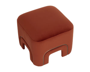 Sunpan Barnum Velvet Accent Stool with Metal Inlay Base Sculptural Curved Design for Any Room 113173