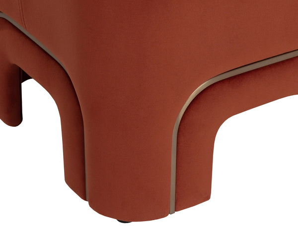 Sunpan Barnum Velvet Accent Stool with Metal Inlay Base Sculptural Curved Design for Any Room 113173