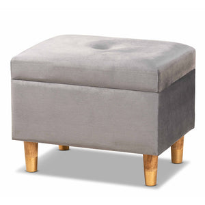 Baxton Studio Baxton Studio Modern Grey Velvet Storage Ottoman with Oak Legs - Chic Seating & Stylish Accent Piece JY20A250-Grey Velvet-Otto