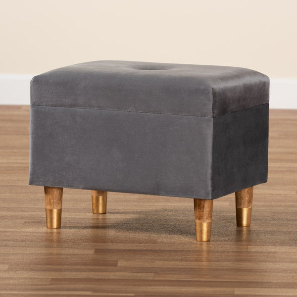 Baxton Studio Baxton Studio Modern Grey Velvet Storage Ottoman with Oak Legs - Chic Seating & Stylish Accent Piece JY20A250-Grey Velvet-Otto